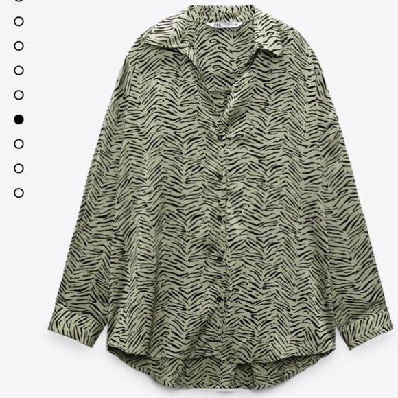 Green Zebra Print Satin Button Up - Picture 1 of 1